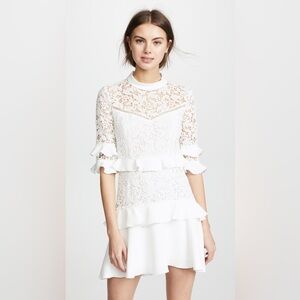 NWT Rachel Zoe Janina Lace Ruffle Mini Dress Size 6 | White / Ecru | $445 Retail